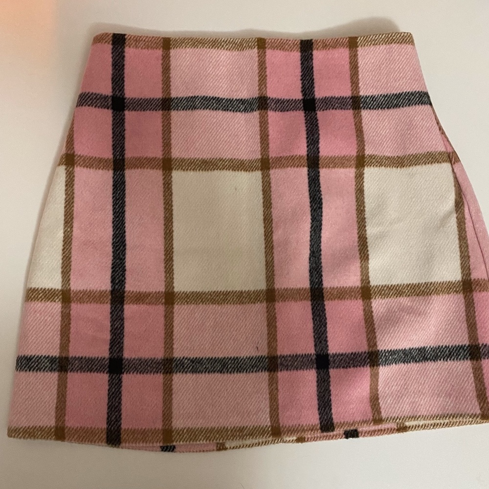 Pink Plaid Mini Skirt